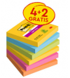 NOTAS ADHESIVAS POST-IT 654 CARNIVAL 76x76 MM 6 UNIDADES 90 H. SUPER STICKY