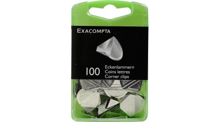 CLIPS DE ESQUINA METALICOS PAQ. 100 UNIDADES EXACOMPTA