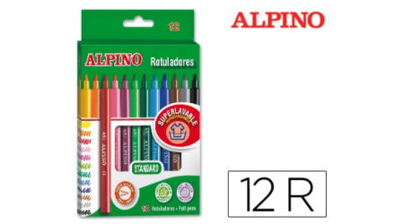 ROTULADOR COLORES ALPINO 12 UNIDADES SURTIDOS SUPER LAVABLE