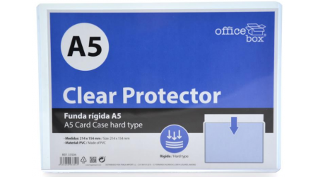 FUNDA PRESENTACION 21,4 x 15,4 cm CUARTO (A5) EXTRA RIGIDA CRISTAL OFFICE BOX CL