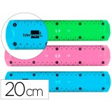 REGLA FLEXIBLE 20 CM LIDERPAPEL COLORES SURTIDOS