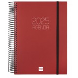 AGENDA 2025 ESPIRAL FINOCAM OPAQUE E10 15,5 x 21,5 CM DIA PAGINA BURDEOS TAPA PP C/GOMA