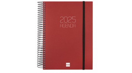 AGENDA 2025 ESPIRAL FINOCAM OPAQUE E10 15,5 x 21,5 CM DIA PAGINA BURDEOS TAPA PP C/GOMA