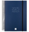 AGENDA 2025 ESPIRAL FINOCAM OPAQUE E10 15,5 x 21,5 CM DIA PAGINA AZUL TAPA PP C/GOMA