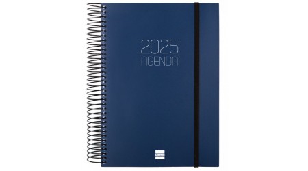 AGENDA 2025 ESPIRAL FINOCAM OPAQUE E10 15,5 x 21,5 CM DIA PAGINA AZUL TAPA PP C/GOMA