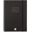 AGENDA 2025 ESPIRAL FINOCAM OPAQUE E10 15,5 x 21,5 CM SEMANA VISTA HORIZONTAL NEGRA TAPA PP C/GOMA