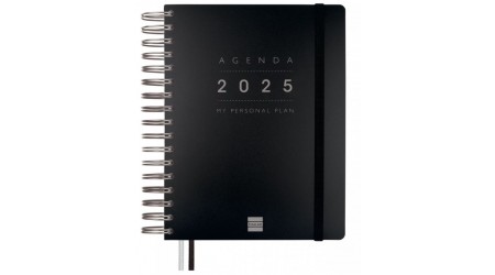 AGENDA 2025 ESPIRAL FINOCAM PROFESIONAL TEMPUS 1/4 DIA PAGINA TAPA DURA PP. CIERRE C/GOMA NEGRA