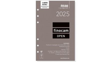 RECAMBIO AGENDA 2026 FINOCAM OPEN R598 DIA PAGINA