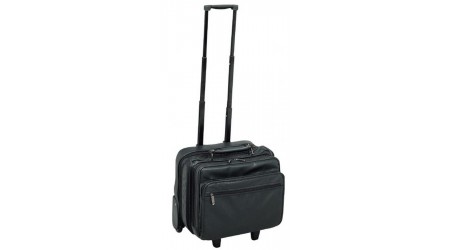 MALETIN TROLLEY SIMIL PIEL CON 4 DEPARTAMENTOS COLOR NEGRO ( 37x38x25CM )