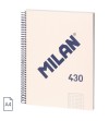 CUADERNO MILAN A4 ESPIRAL MICROPERFORADO TAPA EXTRADURA 80H. 95GR 5X5