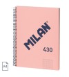 CUADERNO MILAN A4 ESPIRAL MICROPERFORADO TAPA EXTRADURA 80H. 95GR 5X5