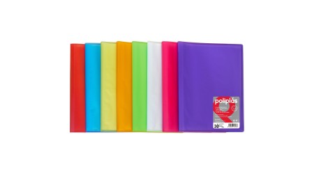 CARPETA ESCAPARATE GRAFOPLAS POLIPLAS 20 FUNDAS FOLIO COLORES SURTIDOS TRANSLUCIDOS