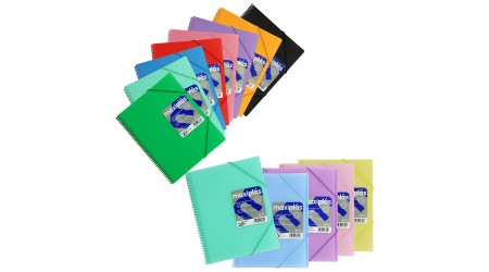 CARPETA PORTAFUNDAS MAXIPLAS A4 CON ESPIRAL TAPA DE POLIPROPILENO TRANSLUCIDO VIOLETA 40 FUNDAS CIERRE CON GOMAS