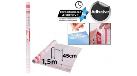 FORRALIBROS ADHESIVO TRANSPARENTES 0,45 x 1,5 MT. MP REPOSICIONABLE