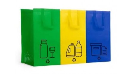 BOLSA REUTILIZABLE DE RECICLAJE PACK 3 UNIDADES CON VELCROS LATERALES Y ASAS REFORZADAS