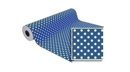 PAPEL REGALO TODO AÑO BOBINA BASIKA 62CM X 85M 4 KG. AZUL PUNTOS