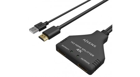 DUPLICADOR HDMI 4K - 1 HDMI MACHO A 2 HDMI HEMBRA 30 CM NEGRO AISENS