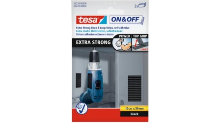 VELCRO ADHESIVO TIRAS 10 x 5 cm NEGRO 2 JUEGOS BUCLE+GANCHO TESA