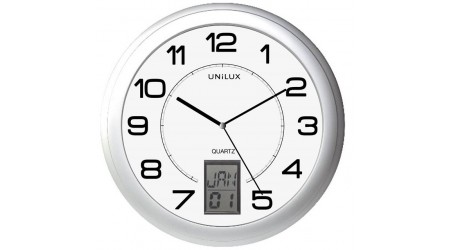 RELOJ DE PARED UNILUX INSTINCT GRIS METALIZADO 30,5 CM.