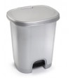 PAPELERA PEDAL PLASTIC-FORTE 27 LITROS COLOR PLATA 38 x 32 x 45 cm.