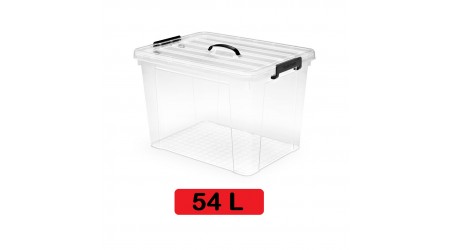 CAJA PLASTICO CON TAPA F9 - 54 LITROS 45 x 60 x 30 cm. - TRANSPARENTE PLASTIC FORTE