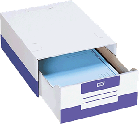 CAJON TIROFAST CARTON GRIS / AZUL  REF.4950 / 280 x 365 x 140 mm.