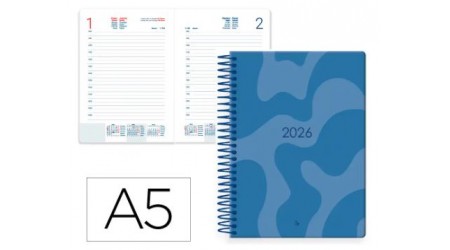 AGENDA 2026 ESPIRAL LP SYROS 15x21 CM DIA PAGINA COLOR AZUL