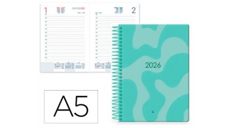 AGENDA 2026 ESPIRAL LP SYROS 15x21 CM DIA PAGINA COLOR TURQUESA