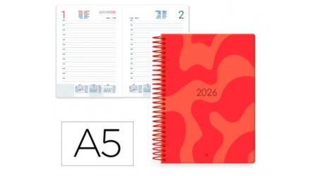 AGENDA 2026 ESPIRAL LP SYROS 15x21 CM DIA PAGINA COLOR ROJO