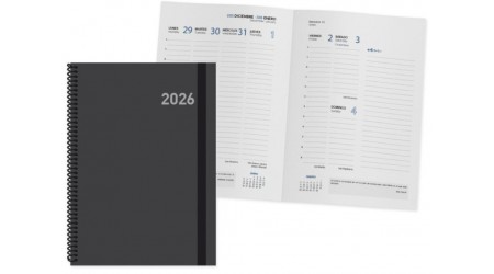 AGENDA 2026 ESPIRAL INGRAF PARIS 15X21 CM SEMANA VISTA TAPA DURA CIERRE CON GOMAS