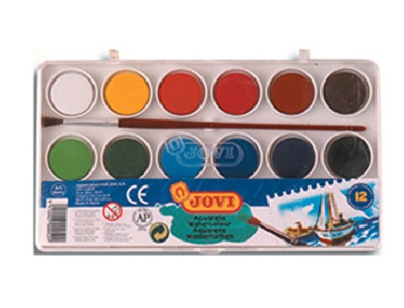 ACUARELA JOVI 12 COLORES ESTUCHE DE PLASTICO