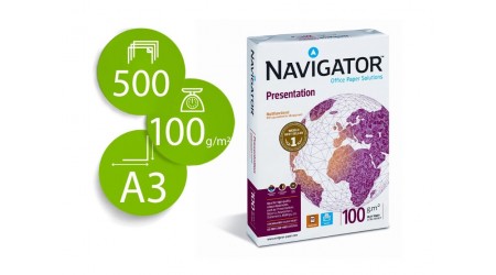 PAPEL A3 100 GR. NAVIGATOR PRESENTATION 500 HOJAS CIE 169 FSC ECOLABEL TONER Y TINTA CALIDAD PROFESIONAL