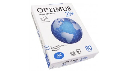 PAPEL A4  80 GR. OPTIMUS ZCLIP 500 HOJAS CIE 161 ECF FSC ECOLABEL PEFC - REY OFFICE