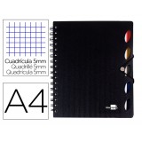 CUADERNO A4 TAPA PLASTICO CUADRO 5 MM  100 HOJAS 80 GR 5 SEPARADORES MICRO EXECUTIVE . LIDERPAPEL