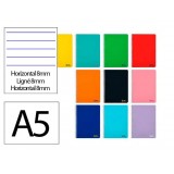 CUADERNO A5 TAPA BLANDA HORIZONTAL  80 HOJAS 75 GR CON MARGEN SMART COLORES SURTIDOS . LIDERPAPEL
