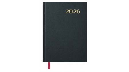 AGENDA 2026 ENCUADERNADA DOHE SINTEX DIA PAGINA 14x20 CM. NEGRO FSC