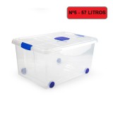 CAJA PLASTICO CON TAPA Nº5 - 57 LITROS 45 x 62 x 32 cm. - TRANSPARENTE PLASTIC FORTE
