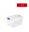 CAJA PLASTICO CON TAPA Nº1 - 16 LITROS 30 x 40 x 21 cm. - TRANSPARENTE PLASTIC FORTE