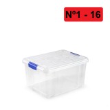 CAJA PLASTICO CON TAPA Nº1 - 16 LITROS 30 x 40 x 21 cm. - TRANSPARENTE PLASTIC FORTE