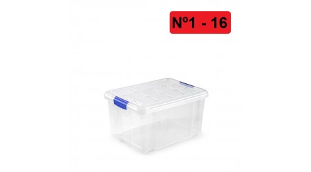 CAJA PLASTICO CON TAPA Nº1 - 16 LITROS 30 x 40 x 21 cm. - TRANSPARENTE PLASTIC FORTE