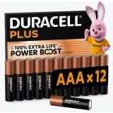 PILAS DURACELL PLUS POWER BOOST ALCALINAS AAA LR03  12 UNIDADES