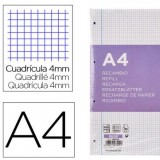 RECAMBIO A4 CUADRO 4x4  90 GR. 100 HOJAS 4 ANILLAS ANCOR