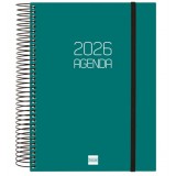 AGENDA 2026 ESPIRAL FINOCAM OPAQUE E10 15,5 x 21,5 CM DIA PAGINA VERDE TAPA PP C/GOMA