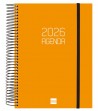 AGENDA 2026 ESPIRAL FINOCAM OPAQUE E10 15,5 x 21,5 CM DIA PAGINA NARANJA TAPA PP C/GOMA