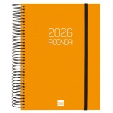 AGENDA 2026 ESPIRAL FINOCAM OPAQUE E10 15,5 x 21,5 CM DIA PAGINA NARANJA TAPA PP C/GOMA