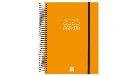 AGENDA 2026 ESPIRAL FINOCAM OPAQUE E10 15,5 x 21,5 CM DIA PAGINA NARANJA TAPA PP C/GOMA