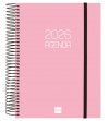 AGENDA 2026 ESPIRAL FINOCAM OPAQUE E10 15,5 x 21,5 CM DIA PAGINA ROSA TAPA PP C/GOMA