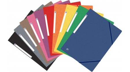 CARPETA GOMAS A4 OXFORD COLORES SURTIDOS 3 SOLAPAS  ETIQUETA EN LOMO