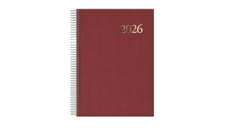 AGENDA 2025 ESPIRAL SEGOVIA 14x20 CM DIA PAGINA BURDEOS