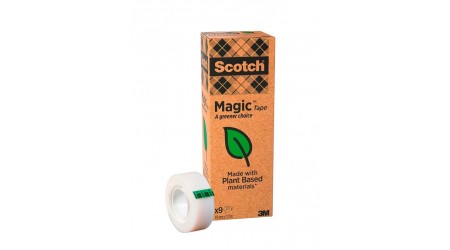 CINTA ADHESIVA SCOTCH MAGIC 33 MT X 19 MM 9 ROLLOS INVISIBLE ECOLOGICA